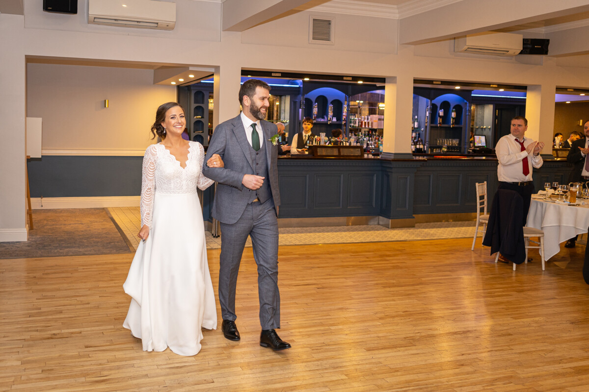 Bride and grooms entrance to wedding reception at the Heights Hotel, Killarney.