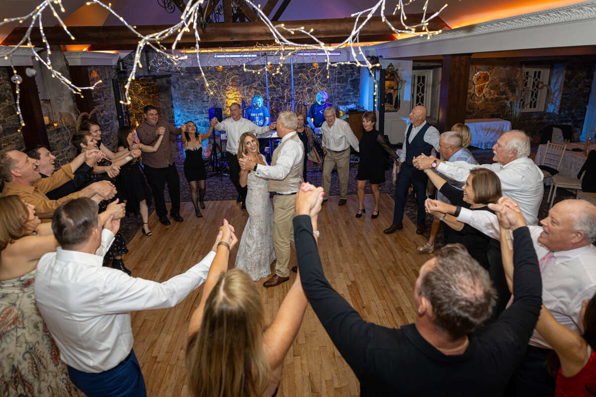 Husband and wife dancing at the afterparty of their vow renewal at Ballyseede castle hotel.